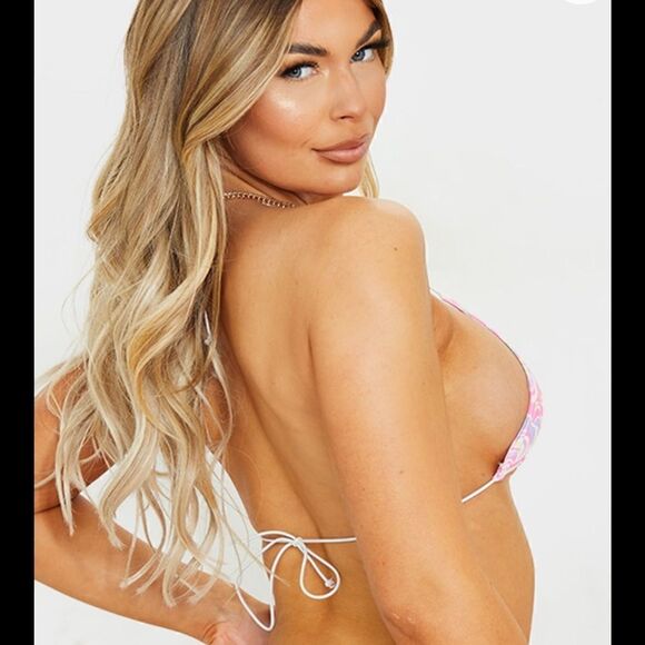 Pink Swirl Print Triangle Bikini - Pretty Little Thing - Picture 5 of 5